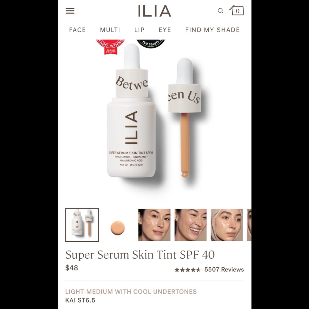 ILIA super serum skin tint spf 40 -shade ST6.5 KAI